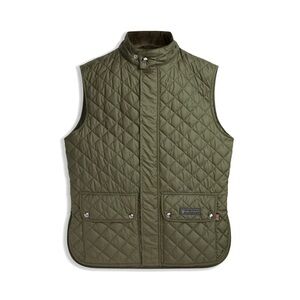 Belstaff London The Waistcoat Olive Green Quilted Vest EUC size Large slim fit